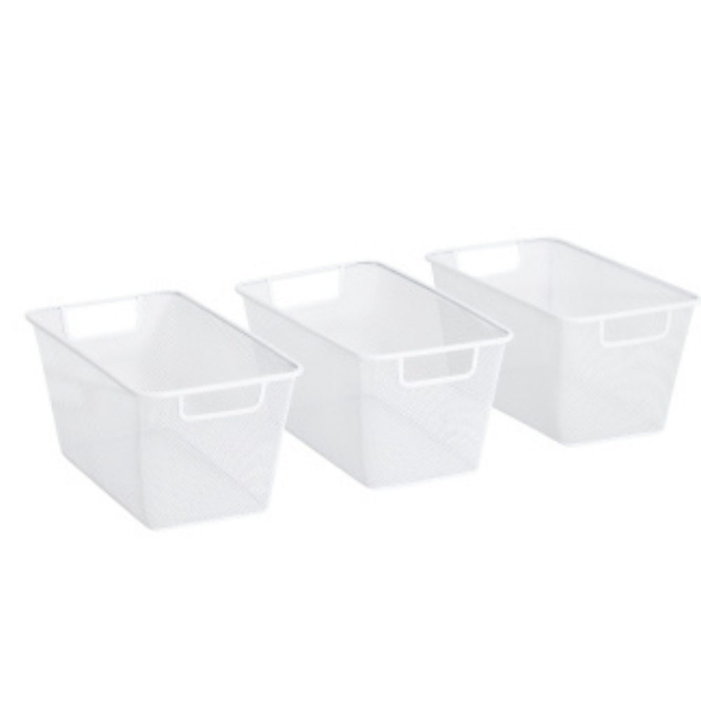 🤍▪️Juicy Couture ▪️3 Pk Metal Mesh Storage Bins with Cut Out Carry Handles